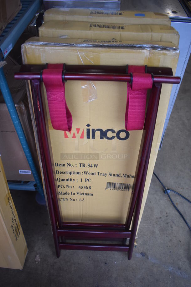 4 BRAND NEW IN BOX! Winco TR-34 W Wooden Tray Stands. 18.5x17x32. 4 Times Your Bid! - Image 1 of 4
