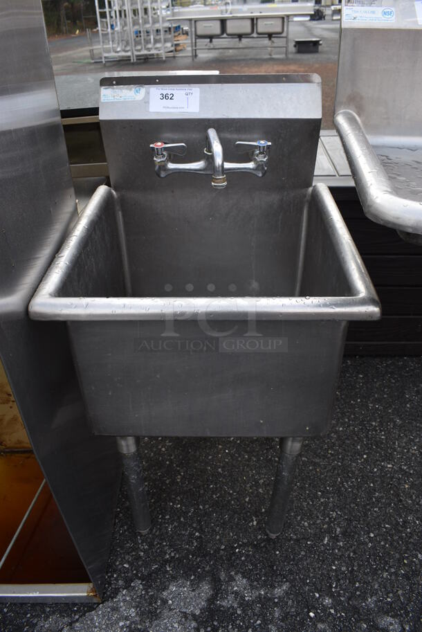 Stainless Steel Commercial Single Bay Sink w/ Faucet and Handles. 21x21x39