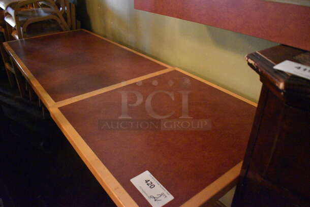 2 Brown Tables on Metal Table Base. BUYER MUST REMOVE. 44x24x30, 24x24x30. 2 Times Your Bid! (Susquehanna Ale House) - Image 2 of 3