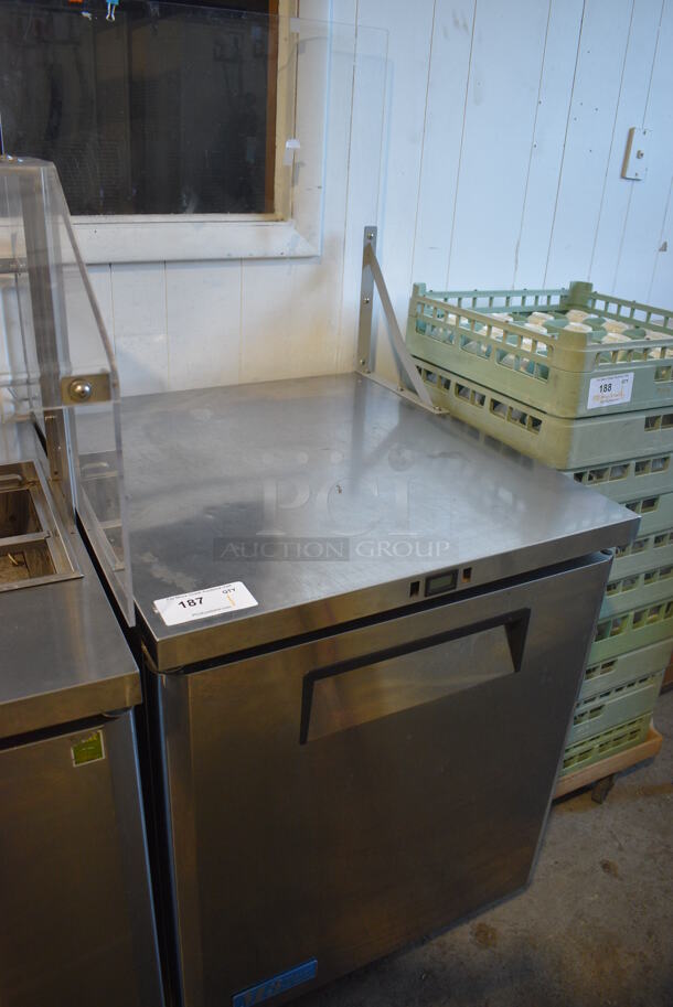 Turbo Air Model MUR-28 Stainless Steel Commercial Single Door Under Counter Cooler w/ Poly Clear Sneeze Guard. 115 Volts, 1 Phase. 27.5x30x63. Tested and Powers On But Temps at 52 Degrees - Image 2 of 6