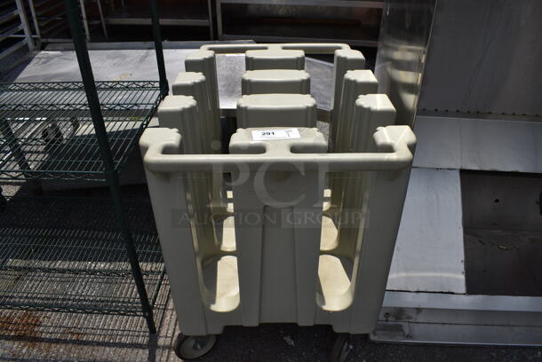 Cambro Tan Poly Dish Cart on Commercial Castes. 24x33x33