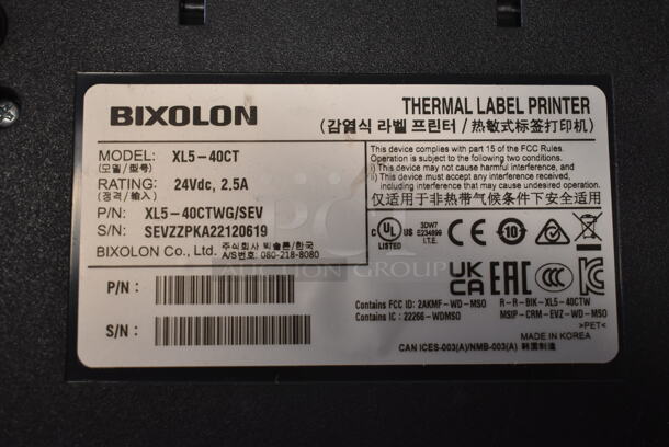BRAND NEW SCRATCH AND DENT! Bixolon XL5-40CT 4" Direct Thermal 6 IPS Linerless Label Printer with Power Supply - USB  - Image 7 of 8