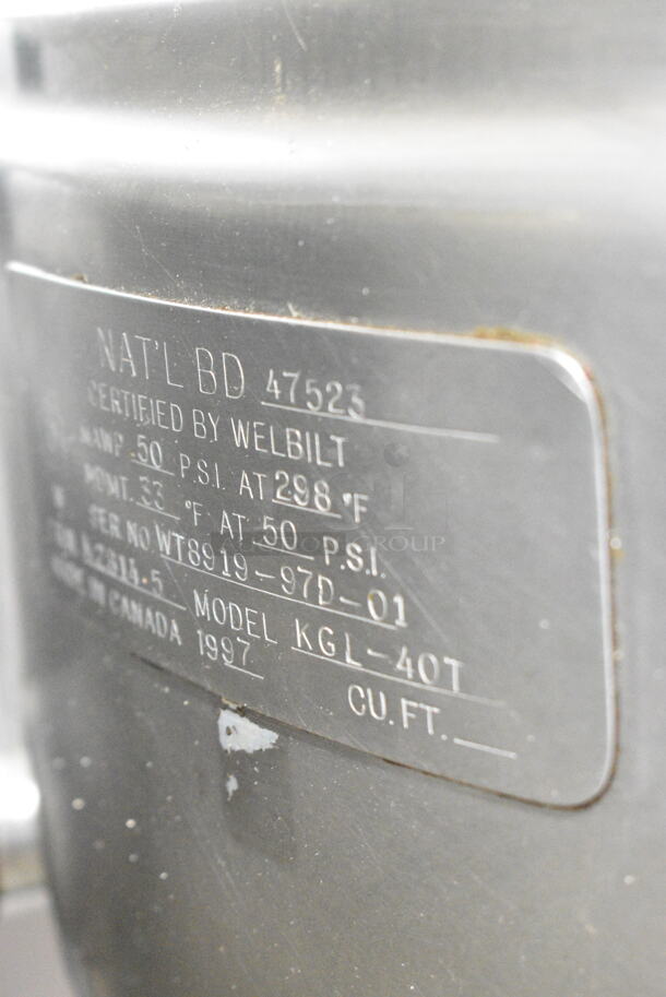 Cleveland KGL-40T Stainless Steel Commercial Floor Style Natural Gas Powered 40 Gallon Steam Kettle Manual Tilting Kettle.  - Image 7 of 7