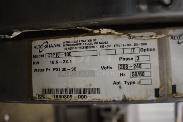 2016 Alto Shaam Model CTP10-10E Stainless Steel Commercial Electric Powered Combitherm Convection Oven on Stainless Steel Equipment Stand. 208-240 Volts, 3 Phase. 35x37x71 - Image 3 of 5