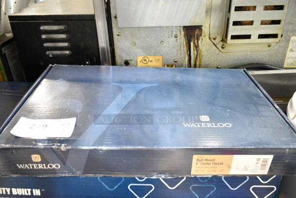 BRAND NEW SCRATCH AND DENT! Waterloo Wall Mount Faucet with 10" Gooseneck Spout and 8" Centers - Image 2 of 3