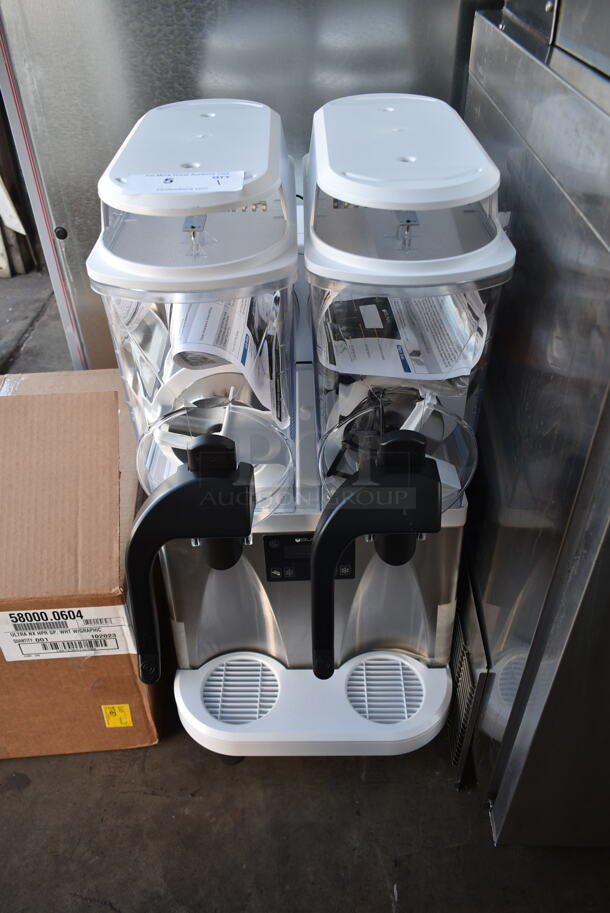 BRAND NEW SCRATCH AND DENT! 2023 Bunn ULTRA NX Stainless Steel Commercial Countertop 2 Hopper Slushie Machine. 120 Volts, 1 Phase. Tested and Working!