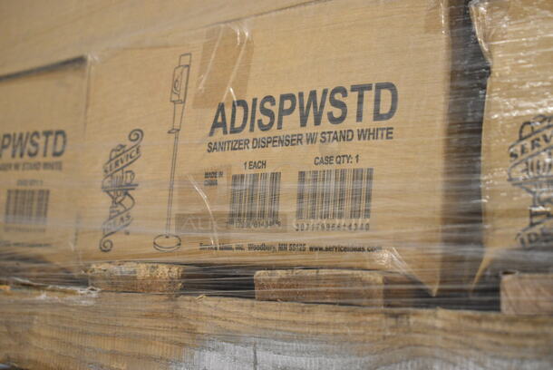 PALLET LOT of 60 BRAND NEW IN BOX! Service Ideas ADISPWSTD 27 oz Gel Soap and Hand Sanitizer Dispenser w/ Floor Stand - 53"H, White. 60 Times Your Bid! - Image 4 of 5