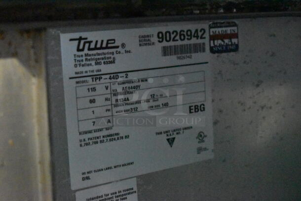 2016 True TPP-44D-2 Stainless Steel Commercial Pizza Prep Table w/ 2 Drawers on Commercial Casters. 115 Volts, 1 Phase. Tested and Powers On But Does Not Get Cold - Image 9 of 9