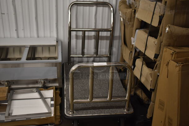 BRAND NEW SCRATCH AND DENT! Lancaster Table & Seating 164LUGCRTCPGR 42" x 24" x 35 3/8" Stainless Steel Gray Carpeted Luggage Cart - Image 2 of 3