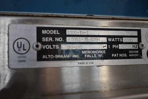 Alto Shaam 1000-TH-I Stainless Steel Commercial Cook N Hold Oven. 208-240 Volts, 1 Phase.  - Image 5 of 5