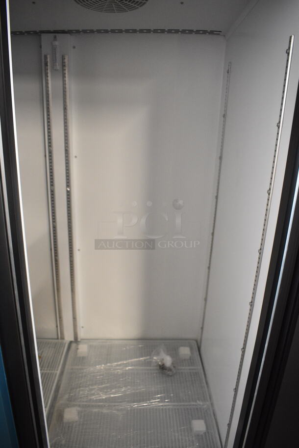 BRAND NEW SCRATCH AND DENT! Beverage Air SF2HC-1S Stainless Steel Commercial 2 Door Reach In Freezer w/ Poly Coated Racks and Commercial Casters. 120 Volts, 1 Phase. Tested and Working! - Image 3 of 7