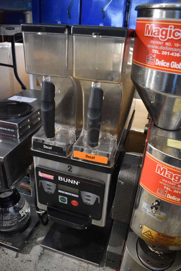 2011 Bunn Model MHG Stainless Steel Commercial Countertop Coffee Bean Grinder w/ 2 Hoppers. 120 Volts, 1 Phase. 9x16.5x30. Tested and Powers On But Does Not Grind - Image 2 of 8