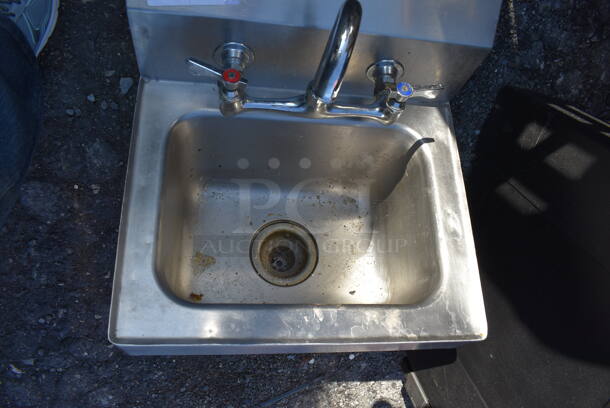 Stainless Steel Commercial Single Bay Wall Mount Sink w/ Faucet and Handles. 18x16x20 - Image 4 of 4