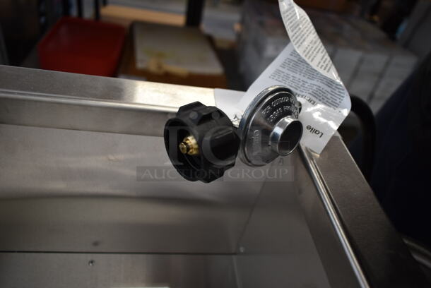 BRAND NEW SCRATCH AND DENT! 2022 Backyard Pro 554BPGST4WLP Stainless Steel Commercial Propane Gas Powered 4 Well Steam Table w/ Under Shelf on Commercial Casters. - Image 5 of 6