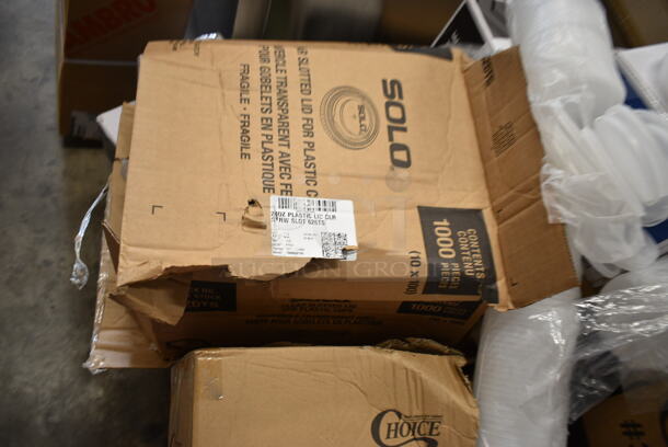 PALLET LOT of 20 BRAND NEW Boxes Including 394345XL Noble NexGen Powder-Free Disposable Black Hybrid 3 Mil Thick Gloves XL, 760IC16WPA Choice 1 Pint White Paper Double-Wall Frozen Yogurt / Food Cup with Paper Lid, Choice 4 oz Portion Cups, 966UPWIDEKFT OneUp by Choice Kraft 2-Ply Wide Interfold 6 1/2" x 8 1/2" Dispenser Napkin - 6000/Case, 47RP7BKSS Visions Wave 7" Round Plates. 20 Times Your Bid!  - Image 6 of 9