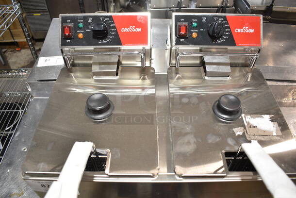 2024 Crosson CF-30 Stainless Steel Commercial Countertop Electric Powered 2 Bay Fryer w/ 2 Metal Fry Baskets. 120 Volts, 1 Phase. - Image 4 of 9