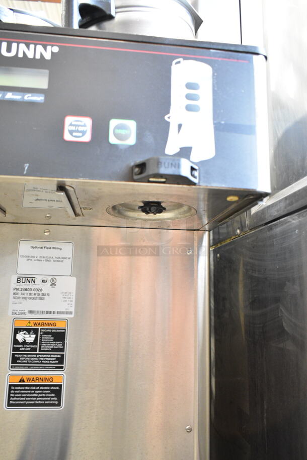Bunn DUAL TF DBC Stainless Steel Commercial Countertop Double Coffee Machine w/ Hot Water Dispenser and 2 Metal Brew Baskets. 120/208-240 Volts, 1 Phase.  - Image 5 of 7