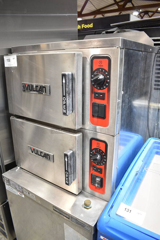 Vulcan C24GA6 Stainless Steel Commercial Floor Style Natural Gas Powered Double Deck Steam Cabinet. 125,000 BTU.  - Image 5 of 7