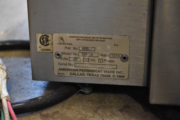 American Permanent Ware DR-1A Stainless Steel Commercial Countertop Hot Dog Rotisserie Merchandiser. 120 Volts, 1 Phase. Tested and Working! - Image 5 of 5