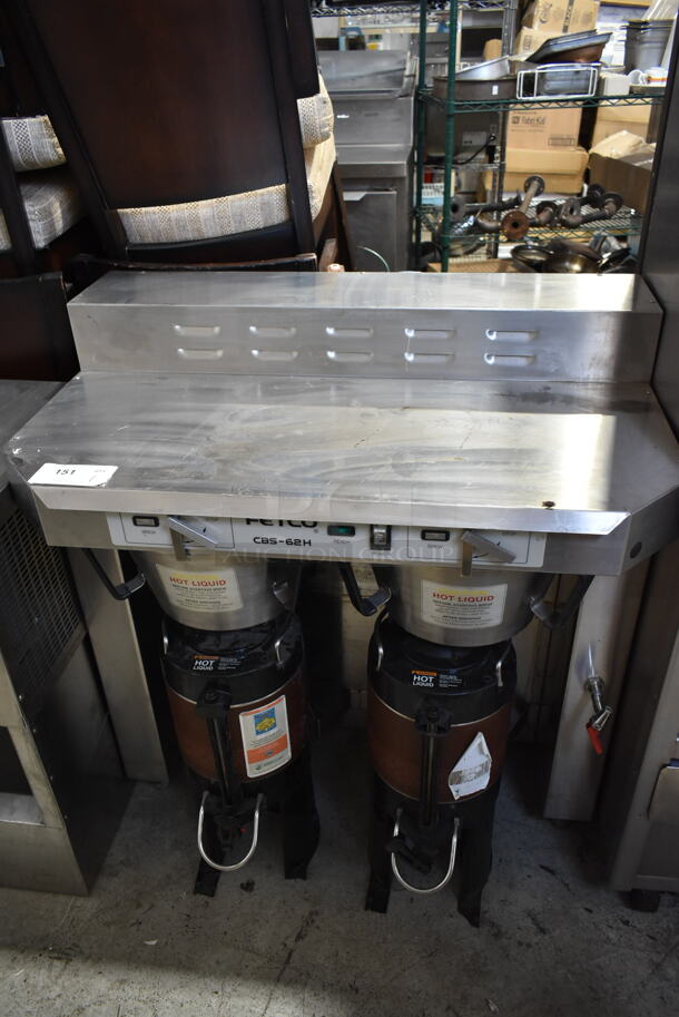 Fetco CBS-62H Stainless Steel Commercial Countertop Double Coffee Machine w/ Hot Water Dispenser, 2 Satellite Servers and 2 Metal Brew Baskets. 120/208-240 Volts, 1 Phase. - Image 2 of 9