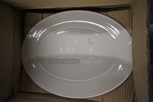 24 BRAND NEW IN BOX! Sant Andrea White Ceramic Oval Plates. 14.5x10.5x1. 24 Times Your Bid! - Image 1 of 3