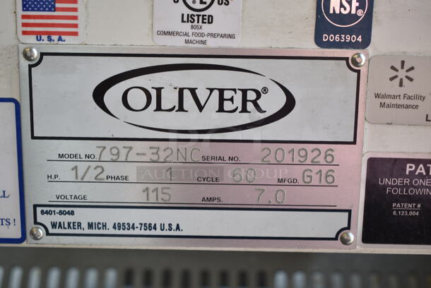 Oliver 797-32NC Metal Commercial Floor Style Bread Loaf Slicer on Commercial Casters. 115 Volts, 1 Phase. Tested and Working! - Image 8 of 8