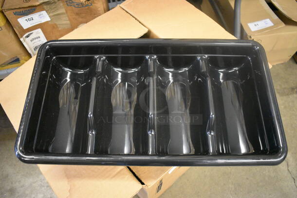 ALL ONE MONEY! Lot of 12 BRAND NEW IN BOX! Cambro Black Poly Cutlery Bins. 20.5x11.5x4