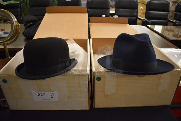 2 BRAND NEW! Hats; Borsalino Fedora and Worth & Worth Bowler. 2 Times Your Bid!