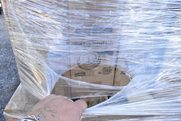 32 BRAND NEW! Items Including 795PLAKFT4 EcoChoice Kraft PLA Lined Compostable #4 Take-Out Container 7 3/4" x 5 1/2" x 3 1/2" - 160/Case, CH24DED Dart ClearPac SafeSeal 24 oz. Tamper-Resistant, Tamper-Evident Container with Dome Lid - 200/Case, 500L4W Choice 4 oz. White Hot Paper Cup Travel Lid - 1000/Case, 50010W Choice 10 oz. White Poly Paper Hot Cup - 1000/Case, 760PIC05 Choice 5 oz. Clear Plastic Dessert Cup - 1000/Case, 394365XL Noble Products Powder-Free Disposable Clear Vinyl Gloves for Foodservice - Extra Large - 1000/Case, 394345L Noble NexGen Powder-Free Disposable Black Hybrid 3 Mil Thick Gloves - Large - 1000/Case, 3 Box 760SOUP8KFT EcoChoice 8 oz. Kraft Paper Food Cup with Vented Lid - 250/Case, 500CC32P Choice Clear PET Plastic Cold Cup - 32 oz. - 500/Case, 47SLWG12 Stemless Wine Glass. 32 Times Your Bid!  - Image 5 of 12