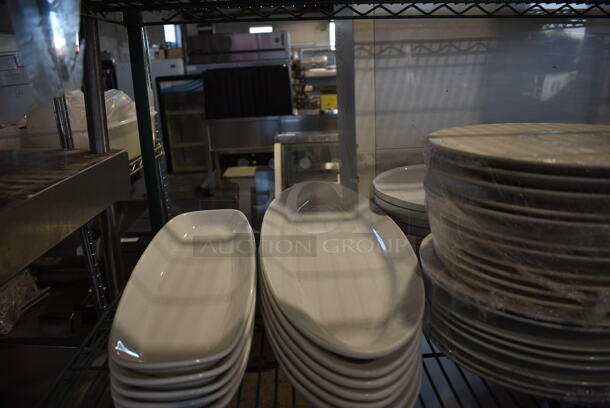 ALL ONE MONEY! Metro Lot of 4 Tiers of Various Items Including Dishes, Stainless Steel Drop In Bins and Poly Lids. Does Not Include Metro Shelving Unit - Image 7 of 9