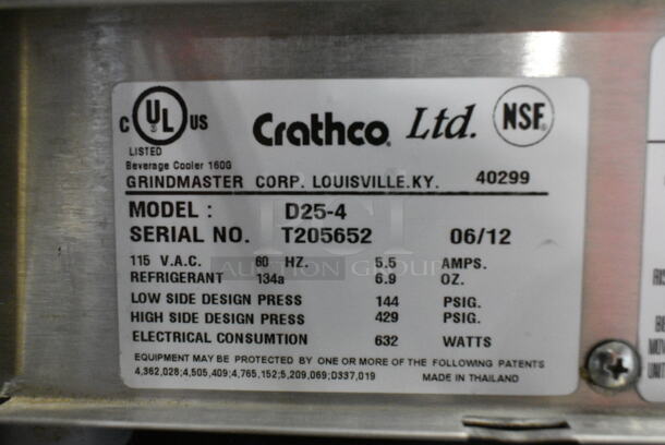 Crathco D25-4 Stainless Steel Commercial Countertop 2 Hopper Refrigerated Beverage Machine. 115 Volts, 1 Phase. Tested and Powers On But Does Not Get Cold - Image 6 of 6