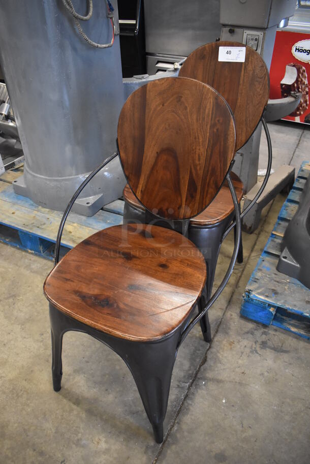2 Wooden Dining Chairs on Metal Frame. 24x18x36. 2 Times Your Bid! - Image 2 of 6
