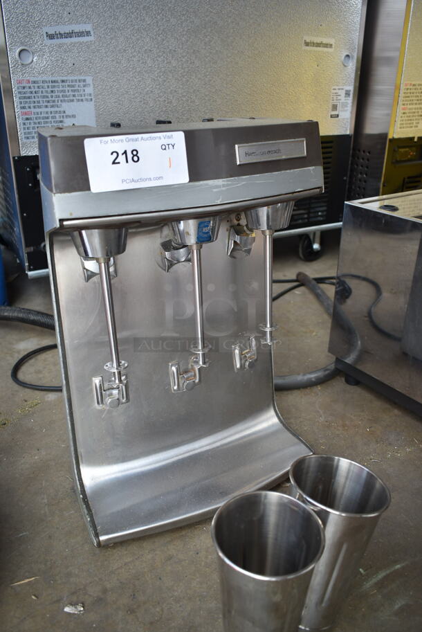 Hamilton Beach Stainless Steel Commercial Countertop 3 Head Drink Mixer w/ 2 Stainless Steel Mixing Cups. Tested and Working! - Image 6 of 6