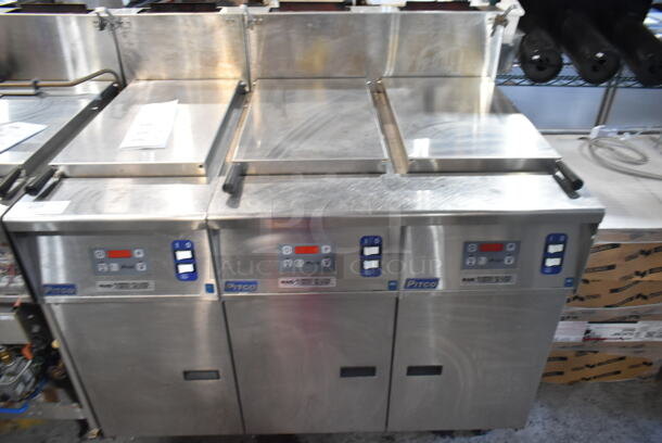 2017 Pitco Frialator SRTG Stainless Steel Commercial Natural Gas Powered 3 Bay Rethermalizer on Commercial Casters. 55,000 BTU. 