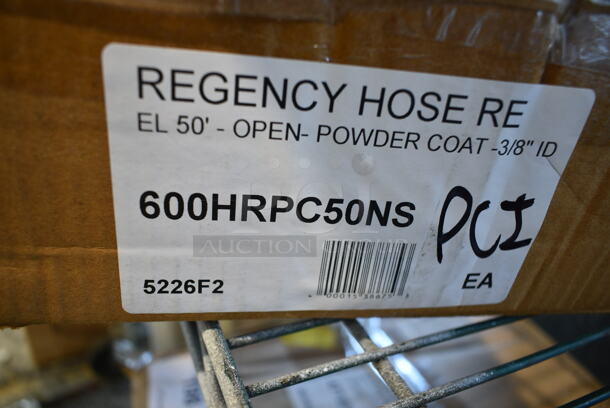 BRAND NEW SCRATCH AND DENT! Regency 600HROC50NS Open Powder-Coated Steel Hose Reel with Hose - Image 4 of 4