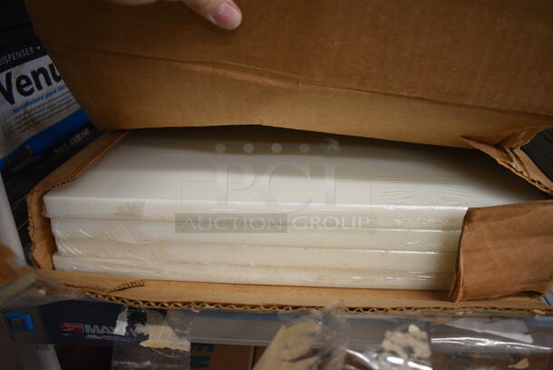 4 BRAND NEW IN BOX! White Cutting Boards. 15x20x1. 4 Times Your Bid!