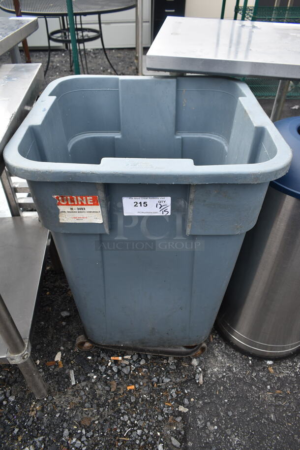 Blue Poly Trash Can on Dolly. - Image 1 of 3