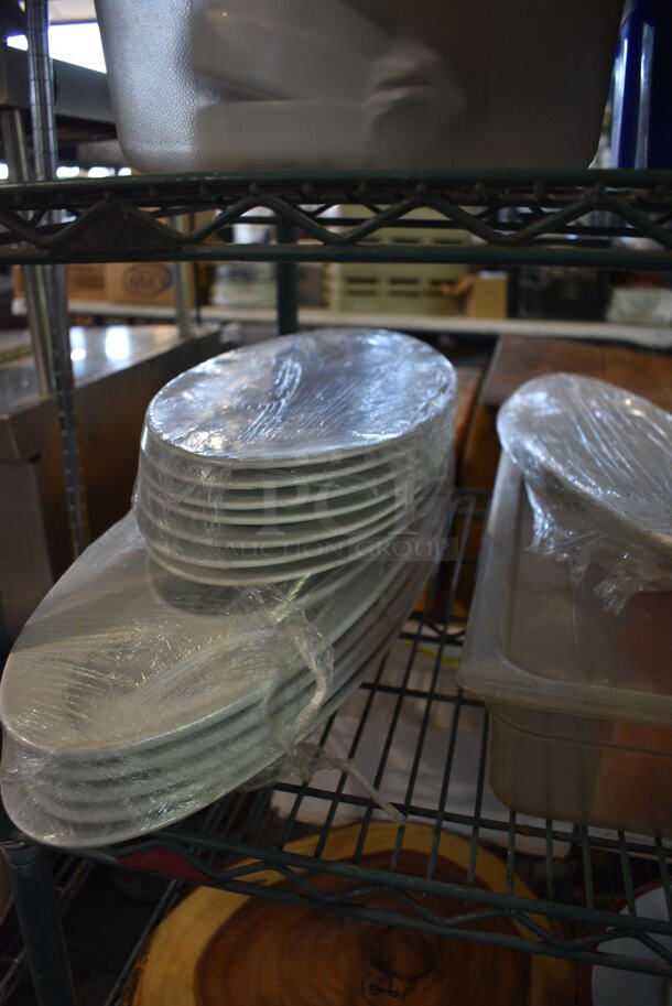 ALL ONE MONEY! Metro Lot of 4 Tiers of Various Items Including Ceramic Dishes, Stainless Steel Drop In Bins and Cutting Boards. Does Not Include Metro Shelving Unit - Image 8 of 12