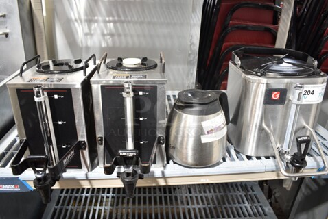 4 Various Metal Items; 3 Satellite Servers and 1 Coffee Pot. 4 Times Your Bid!