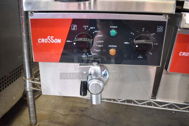 BRAND NEW SCRATCH AND DENT! 2023 Crosson EF-6V Stainless Steel Commercial Countertop Electric Powered Fryer w/ Metal Fry Basket and Lid. 120 Volts, 1 Phase. - Image 4 of 8