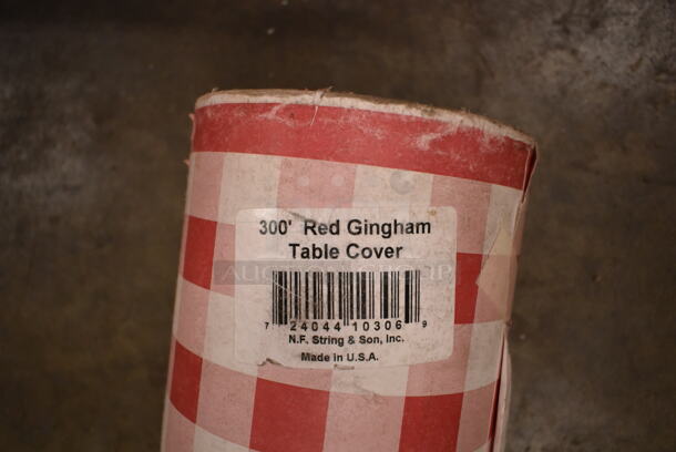 Lot of 4 BRAND NEW SCRATCH AND DENT! 593TCRED300 40" x 300' Paper Table Cover with Red Gingham Pattern - Image 5 of 5