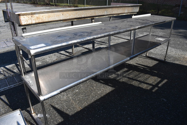 Stainless Steel Commercial 2 Tier Shelf w/ 2 Check Order Holders. 96x19x34