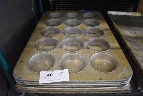 7 Metal 15 Cup Muffin Baking Pans. 18x26x2. 7 Times Your Bid!
