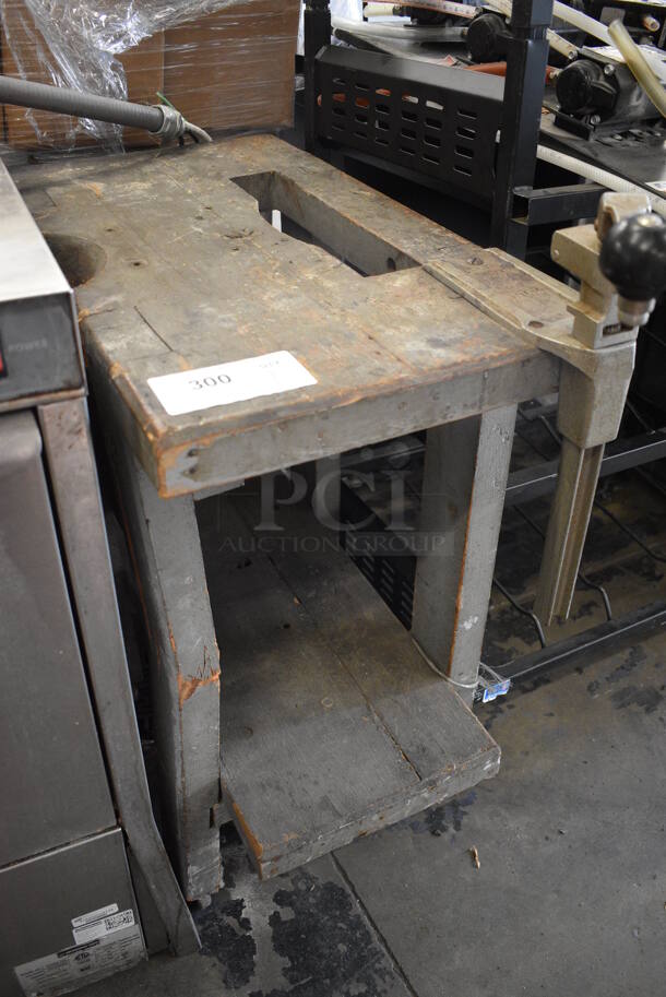 Wooden Cart w/ Under Shelf and Mounted Commercial Can Opener on Commercial Casters. 14.5x28x46 - Image 2 of 5