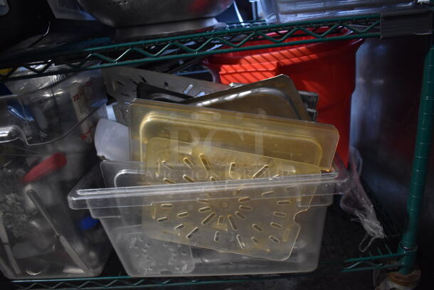 ALL ONE MONEY! Tier Lot of Various Items Including Poly Bins, Utensils and Ecolab Cleaning Jugs - Image 2 of 5