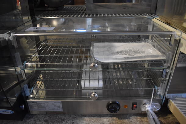 BRAND NEW SCRATCH AND DENT! KoolMore HDC-1.7C Stainless Steel Commercial Countertop Heated Display Case Merchandiser. 110-120 Volts, 1 Phase. 22x15x14.5. Tested and Working!