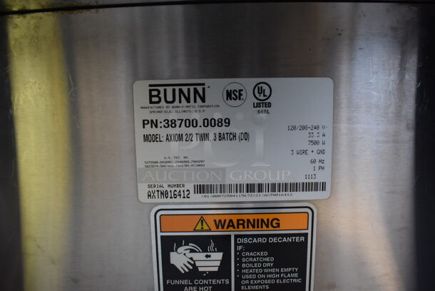 2013 Bunn AXIOM 2/2 TWIN Stainless Steel Commercial Countertop 4 Burner Coffee Machine. 120/208-240 Volts, 1 Phase. 16x18x24 - Image 6 of 6