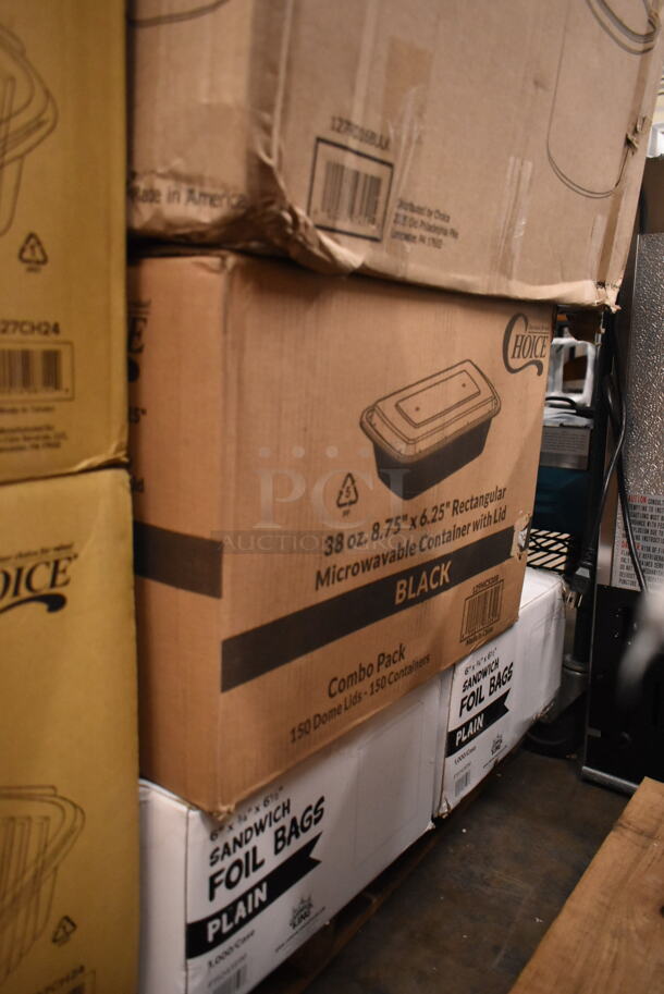 PALLET LOT of 26 BRAND NEW Boxes Including 966TALLFLDN Choice Kraft Natural Tall-Fold 6" x 13" Dispenser Napkin - 8000/Case, 966UDEB oneUp Napkins, 3 Boxes 127CH24 Choice 24 oz. Clear RPET Hinged Deli Container - 200/Case, 795PTOKFT2 Choice 7 3/4" x 5 1/2" x 2" Kraft Microwavable Folded Paper #2 Take-Out Container - 200/Case, 4 Box Lavex Jumbo Toilet Paper, Acopa Pepper Mill, 500TW16 Choice 16 oz. Translucent Tall Thin Wall Plastic Cold Cup - 1000/Case, 2 Box 1504381M Carnival King 6" x 3/4" x 6 1/2" Large Foil Hamburger / Sandwich Bag - 1000/Case. 26 Times Your Bid! - Image 10 of 11