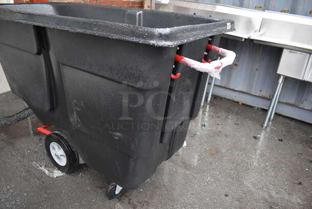 BRAND NEW! Rubbermaid Black Poly Portable Bin on Casters. 70x34x44 - Image 3 of 4