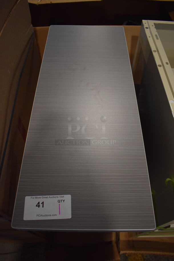 BRAND NEW! Royston Gray Metal Counter w/ Wood Pattern Countertop. 12x30x27.5 - Image 4 of 5